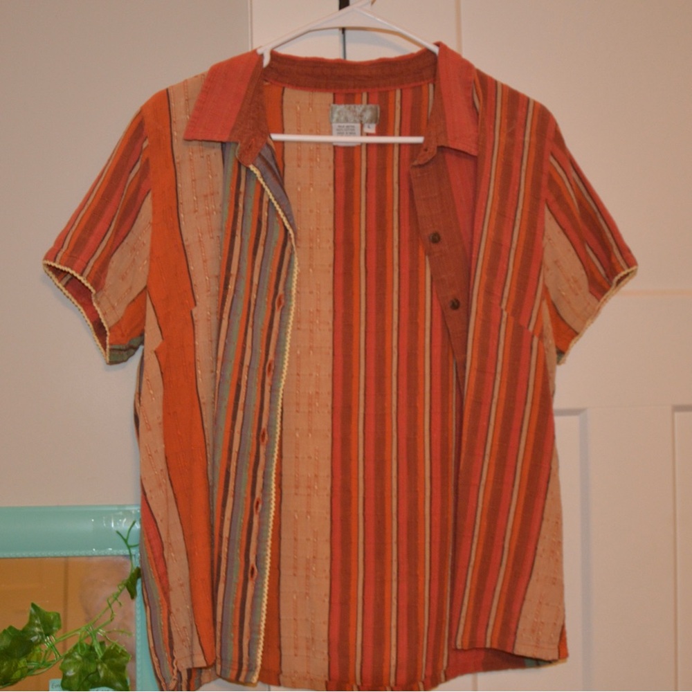 Striped Short Sleeve Men's Shirt - Multicolor